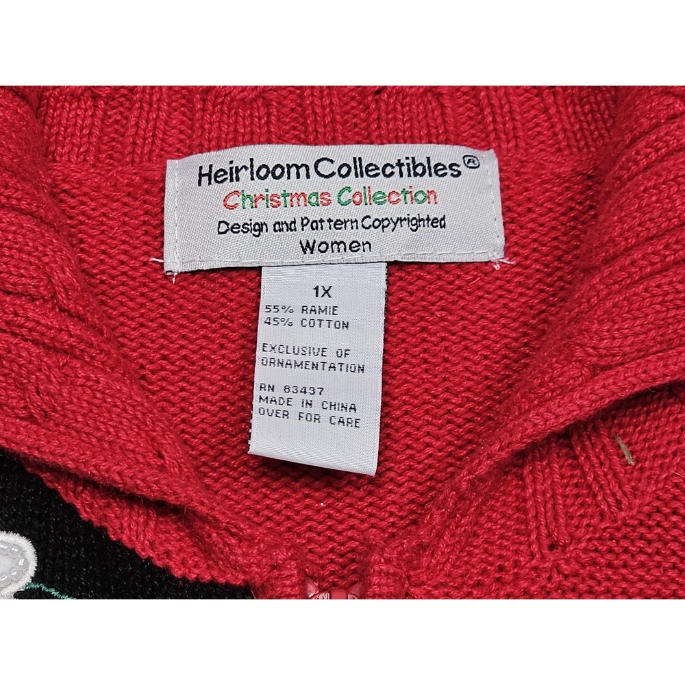 Heirloom Collectibles Sweater Womens 1X Zip Up Embroidered Holiday Christmas - Picture 3 of 9